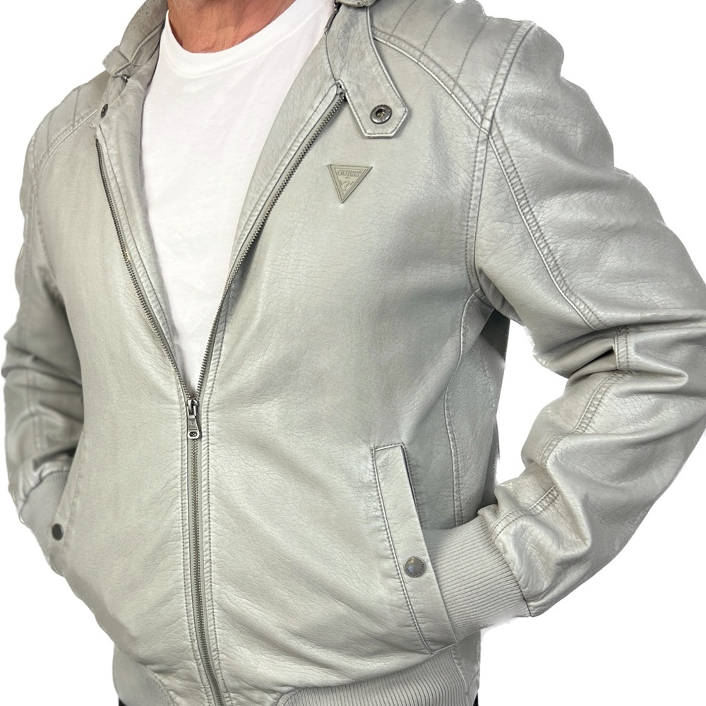 Faux Leather hoodie Jacket by Guess